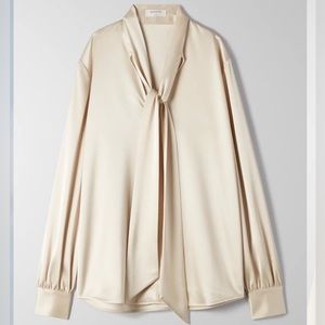 Aritzia Babaton Rosina Tie-neck Satin Blouse XS (Similar)